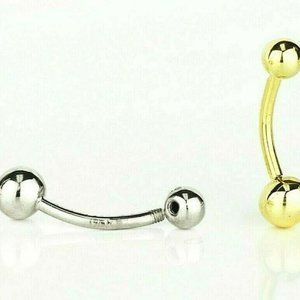 Solid 14k Yellow or White Gold Belly Button Ball Body Jewelry Piercing